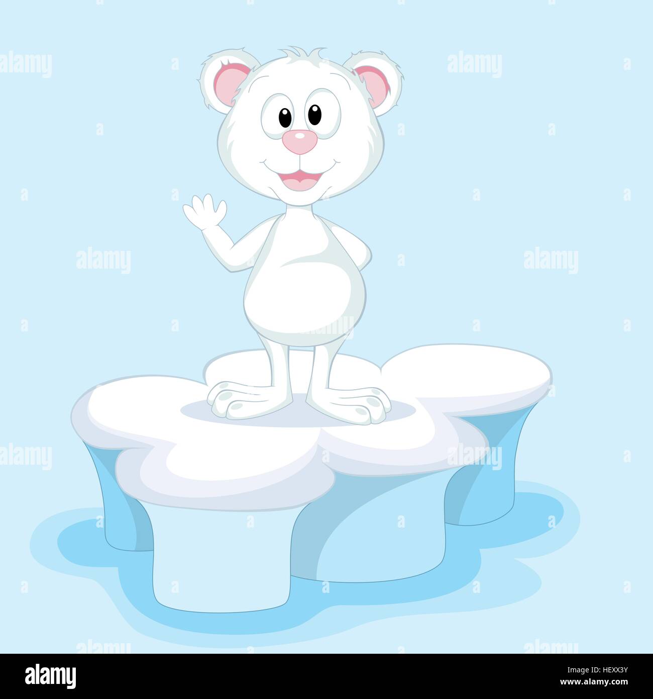 Funny Polar Bear on an ice floe Stock Vector