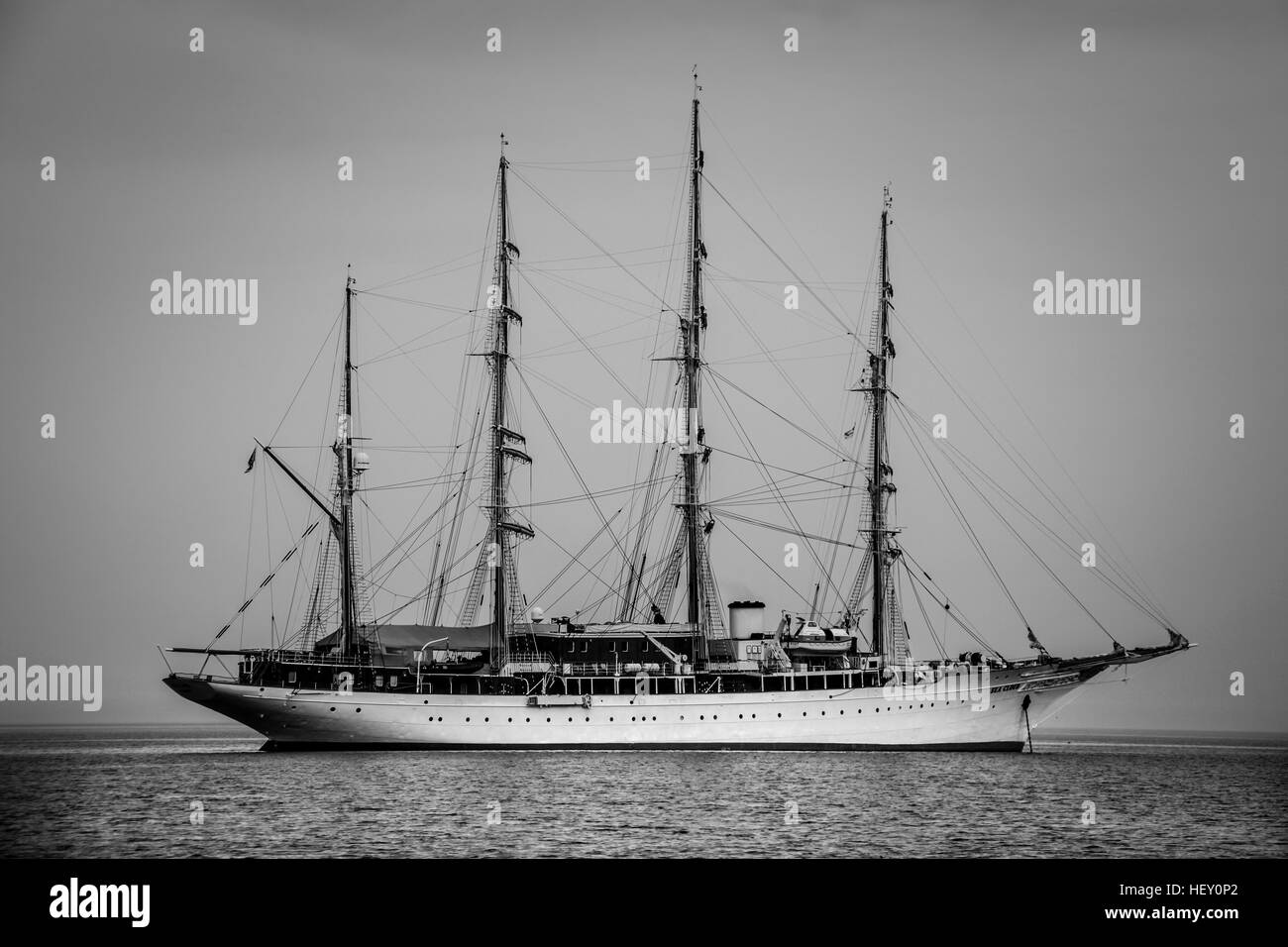 Sailing ship near Monemvasia Greece Stock Photo