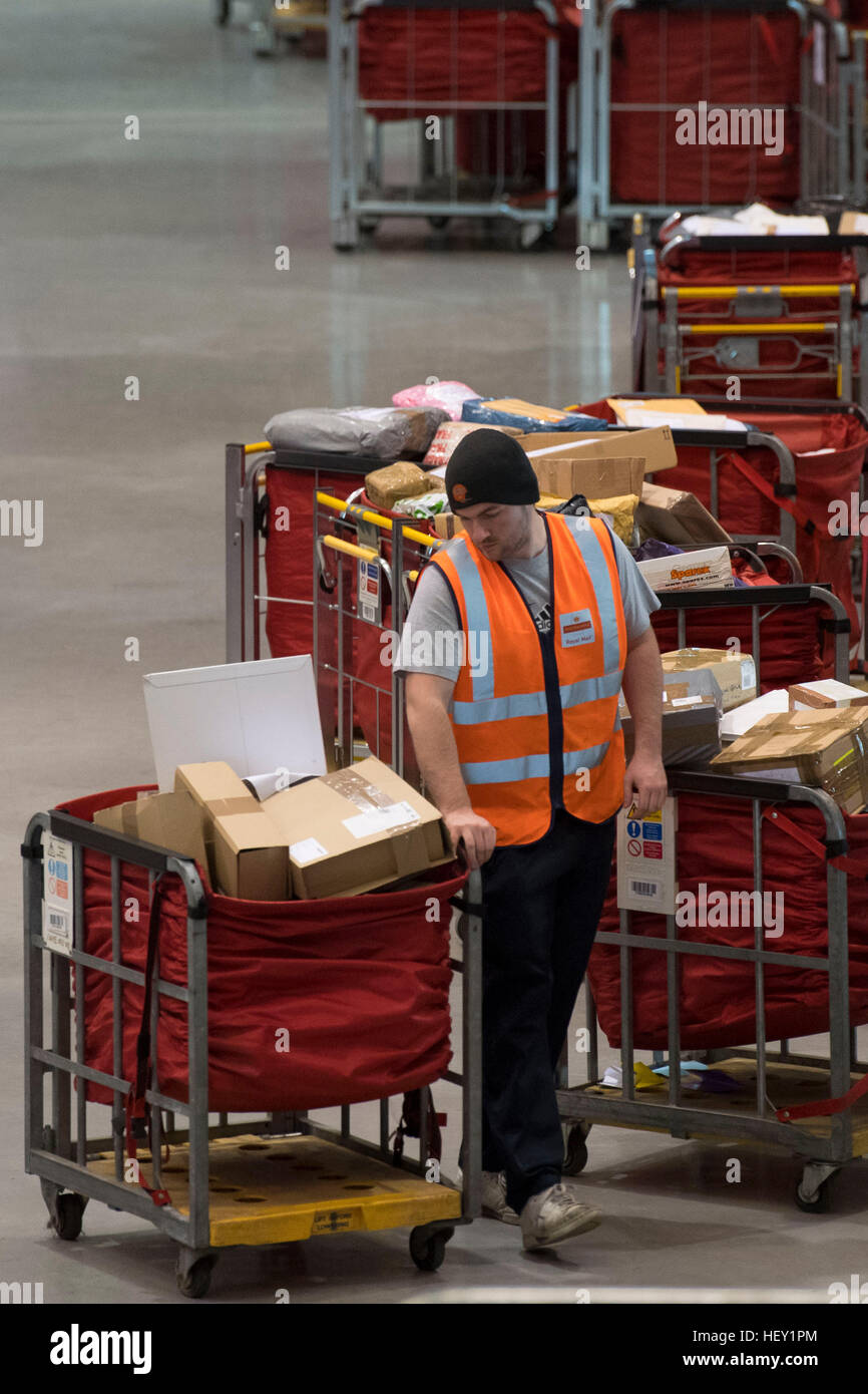 Royal Mail Christmas temp workers process Christmas mail at the Royal