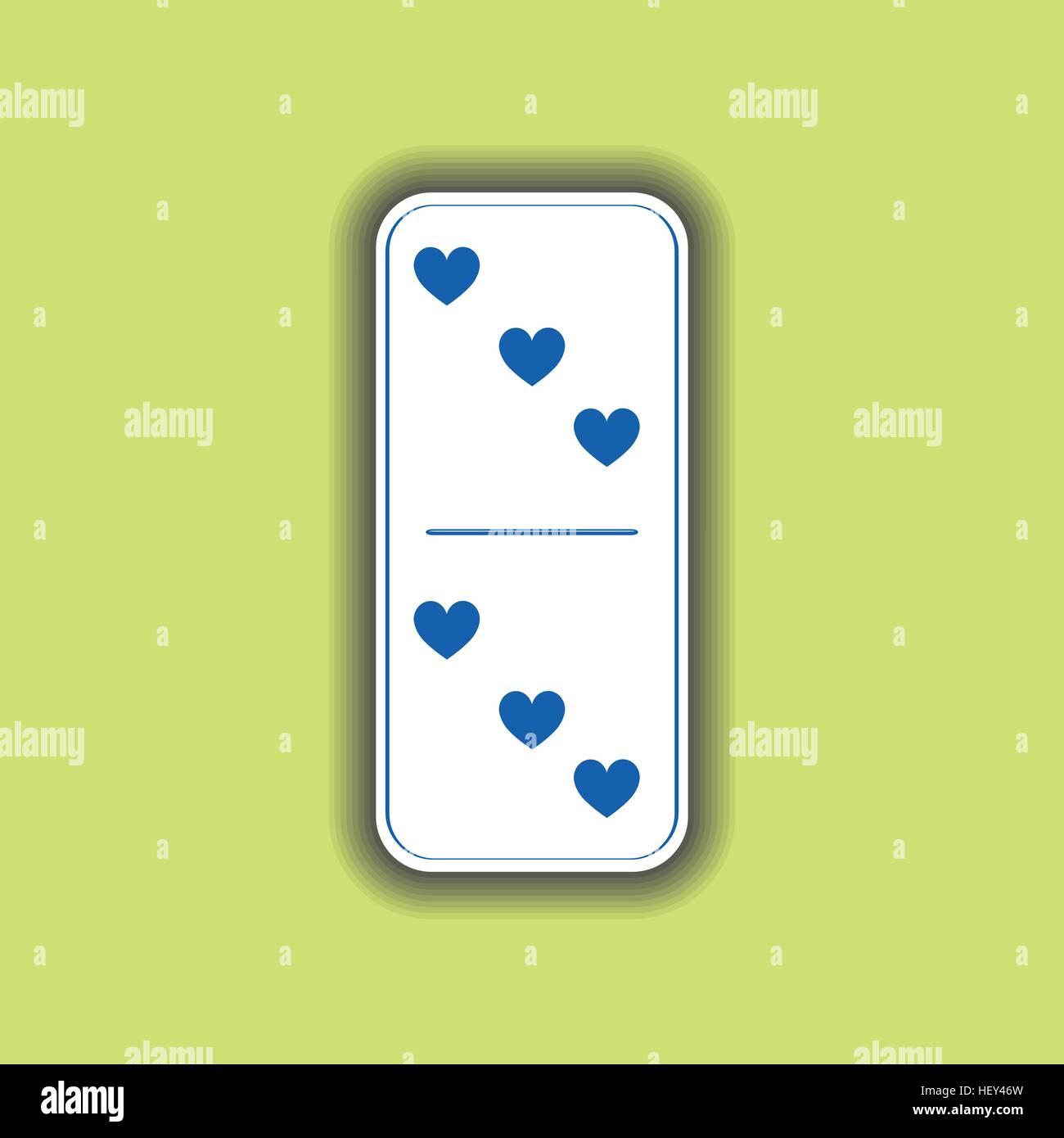 Domino heart. three and three on the isolated background. Modern flat icon, business, marketing, internet concept. Fashionable simple symbol vector fo Stock Vector