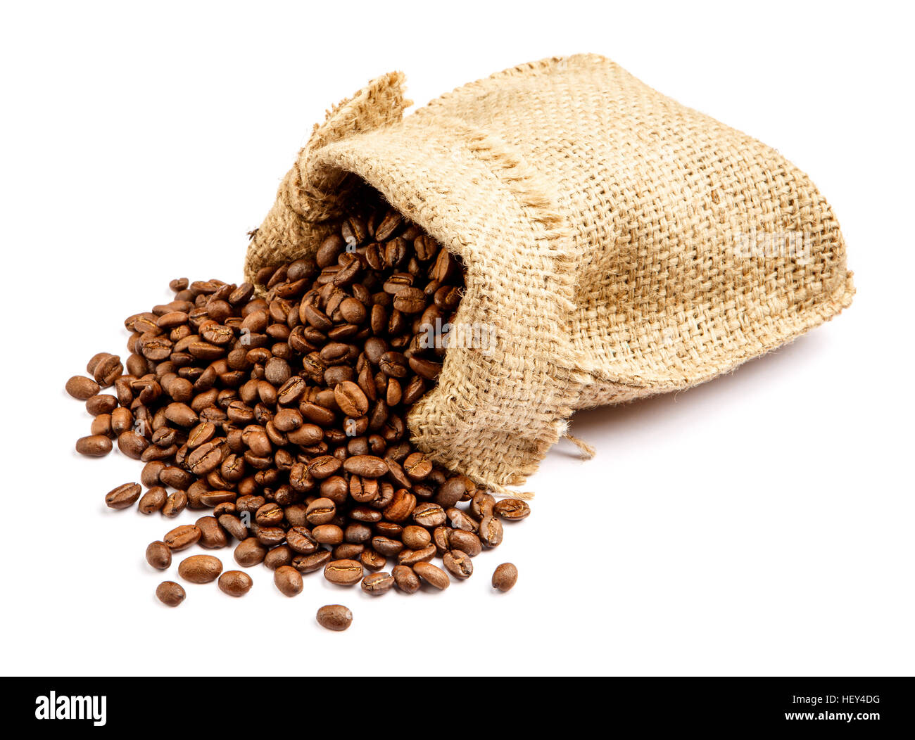 roasted coffee beans in bag isolated on white background Stock Photo ...
