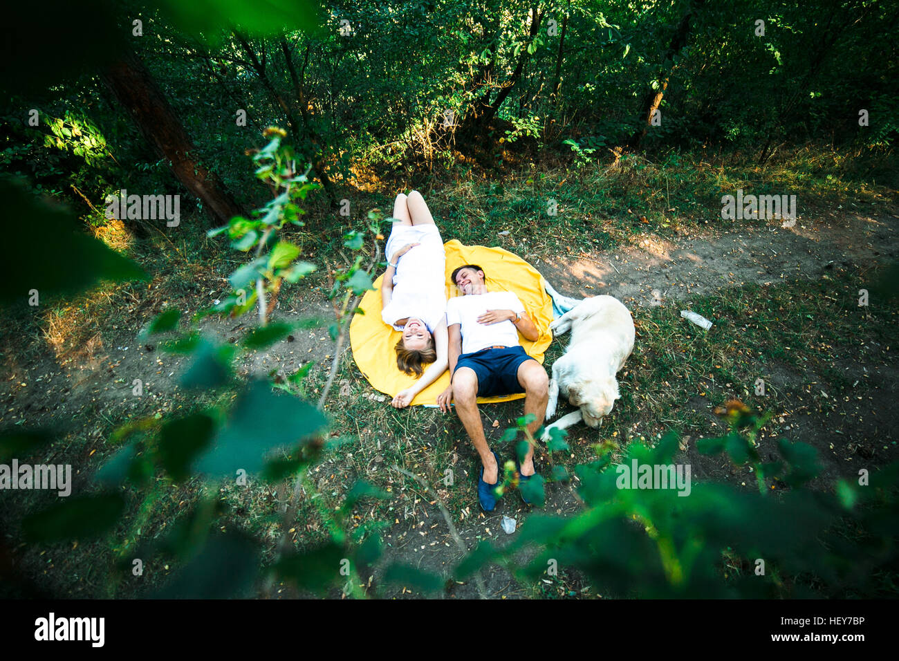 pregnant woman with husband lying in the park Stock Photo - Alamy
