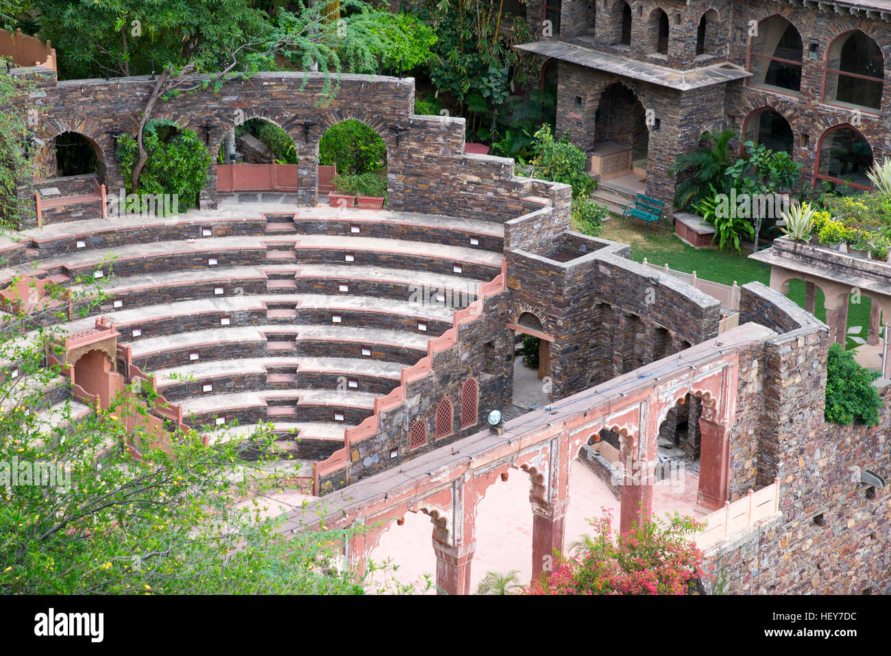 Amphitheatre Heritage Hotel Neemrana Fort, Rajasthan, North India, India, Asia. Stock Photo