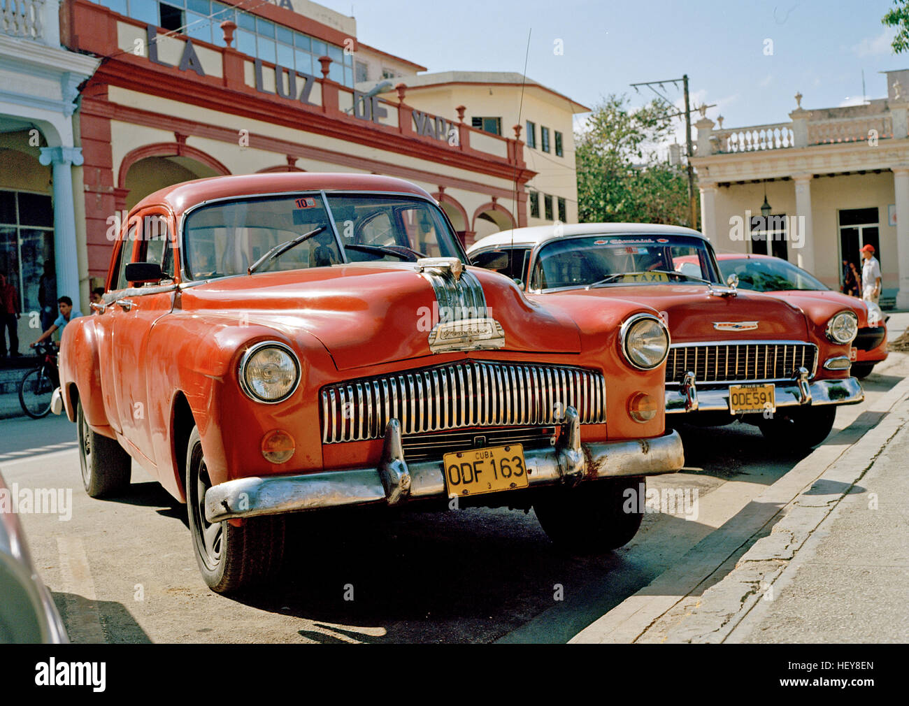 Chevy cars Holguin Cuba Stock Photo