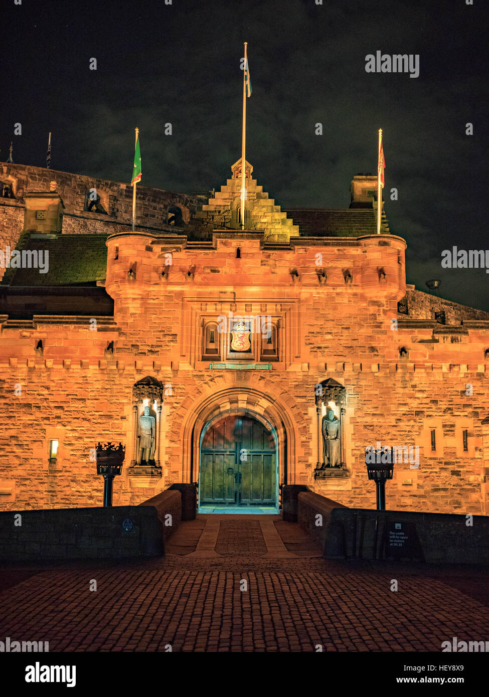 Edinburgh Castle entrance at night Stock Photo