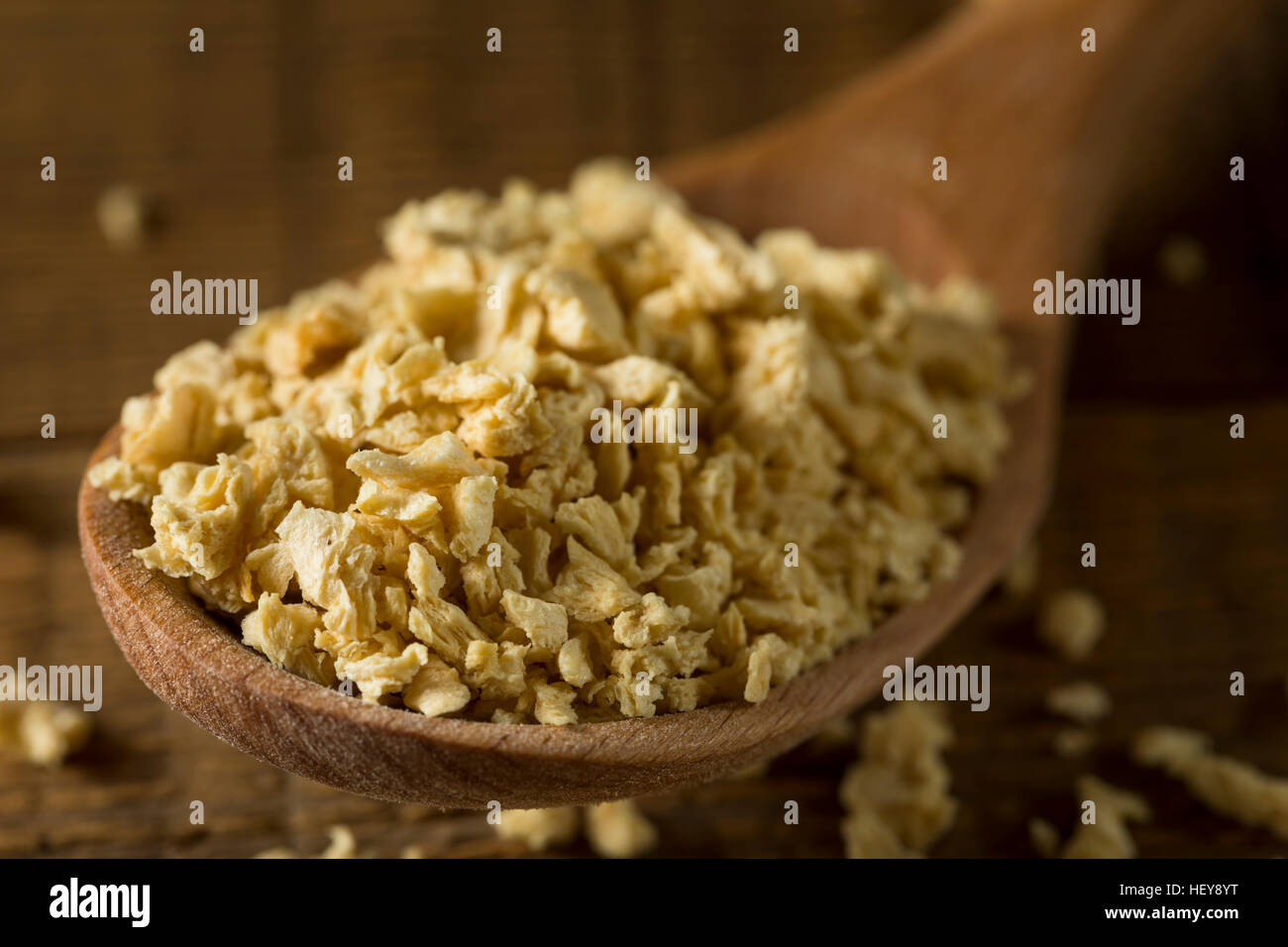 Raw Organic Textured Vegetable Protein in a Bowl Stock Photo
