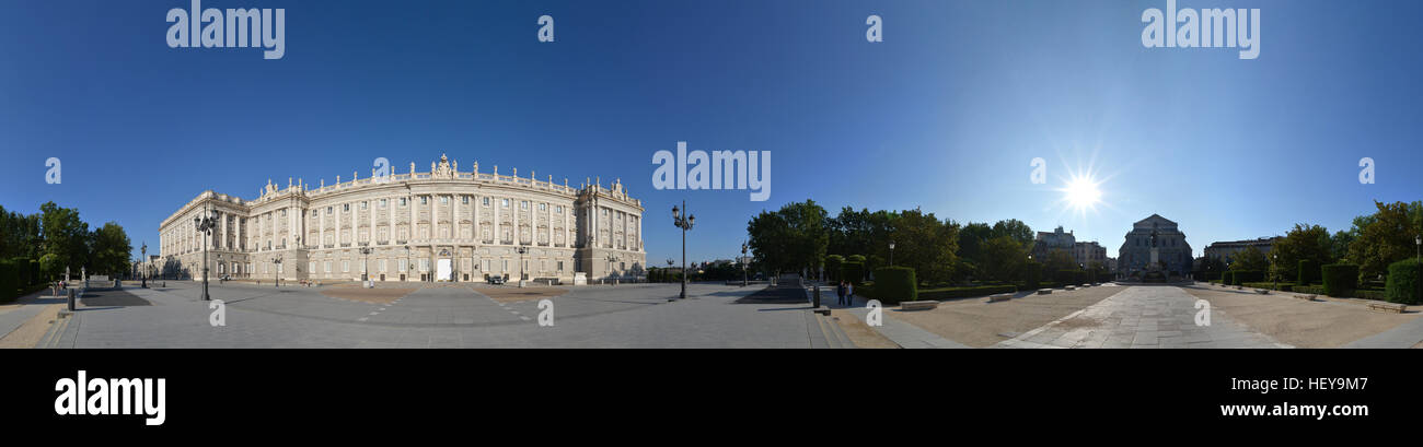 Panorama shot of Plaza de Oriente and Palacio Real de Madrid, Spain Stock Photo