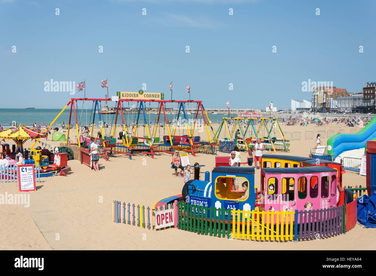 Kiddies Corner playground on Margate Beach, Margate, Kent, England