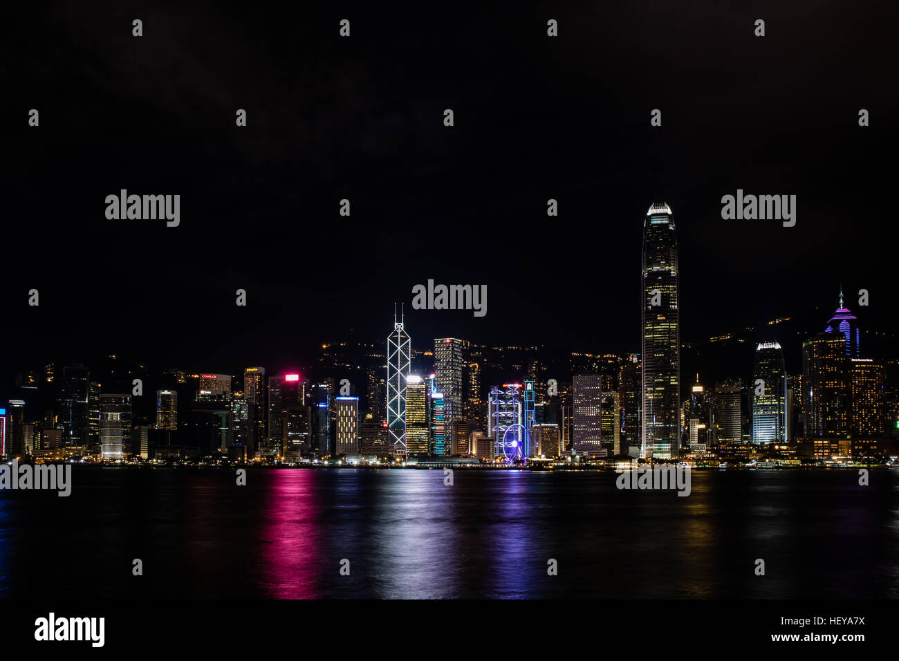 Hong Kong Central Harbor view by night from Kowloon Bay Stock Photo - Alamy