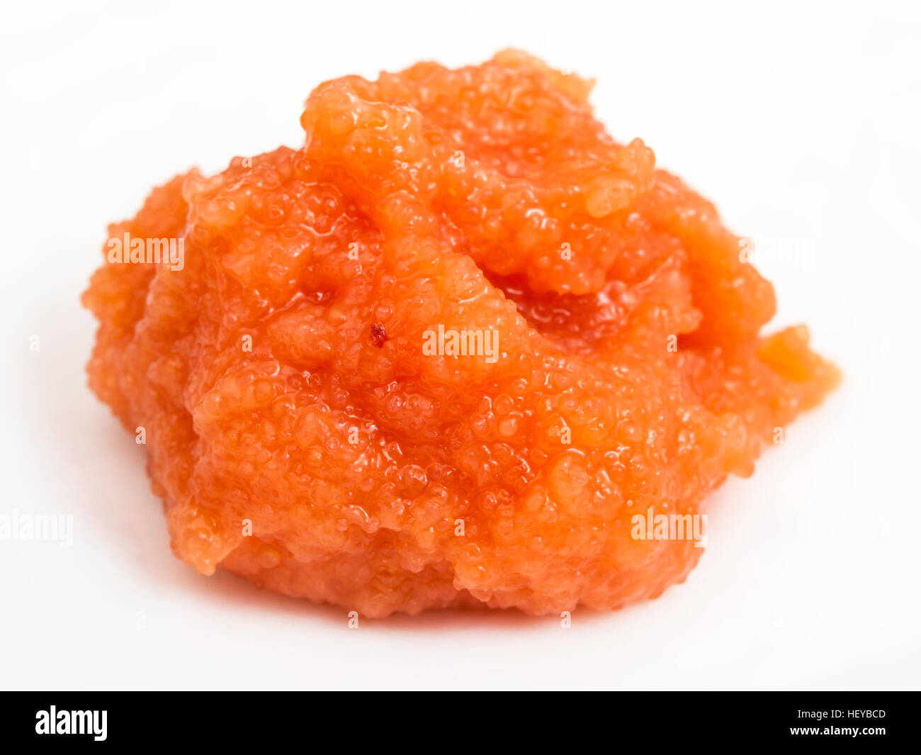 portion of salty caviar of coregonus whitefish on white plate Stock Photo