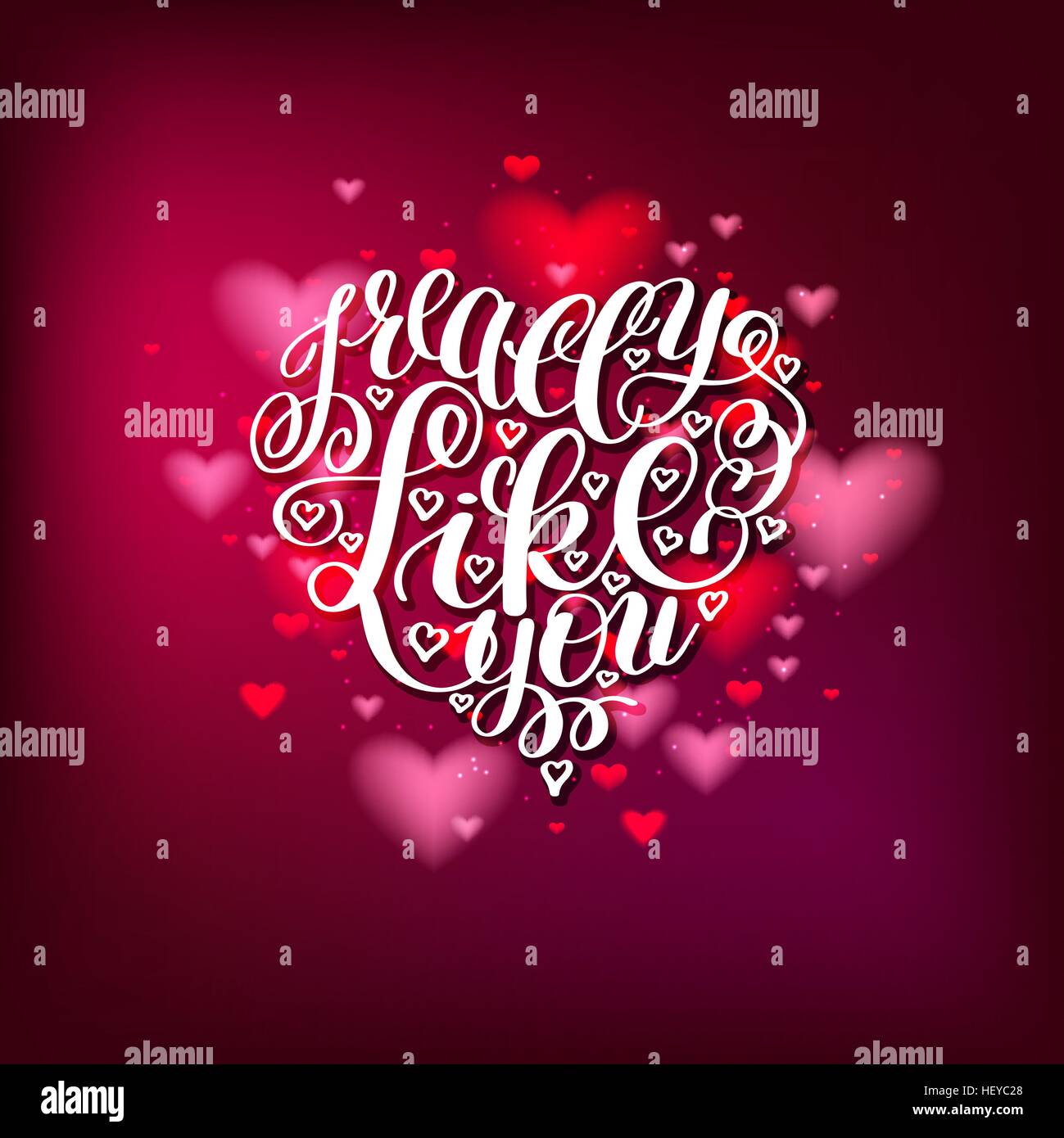 I Really Like You. Love Letter on Heart Shape, Text English Hand Stock Vector