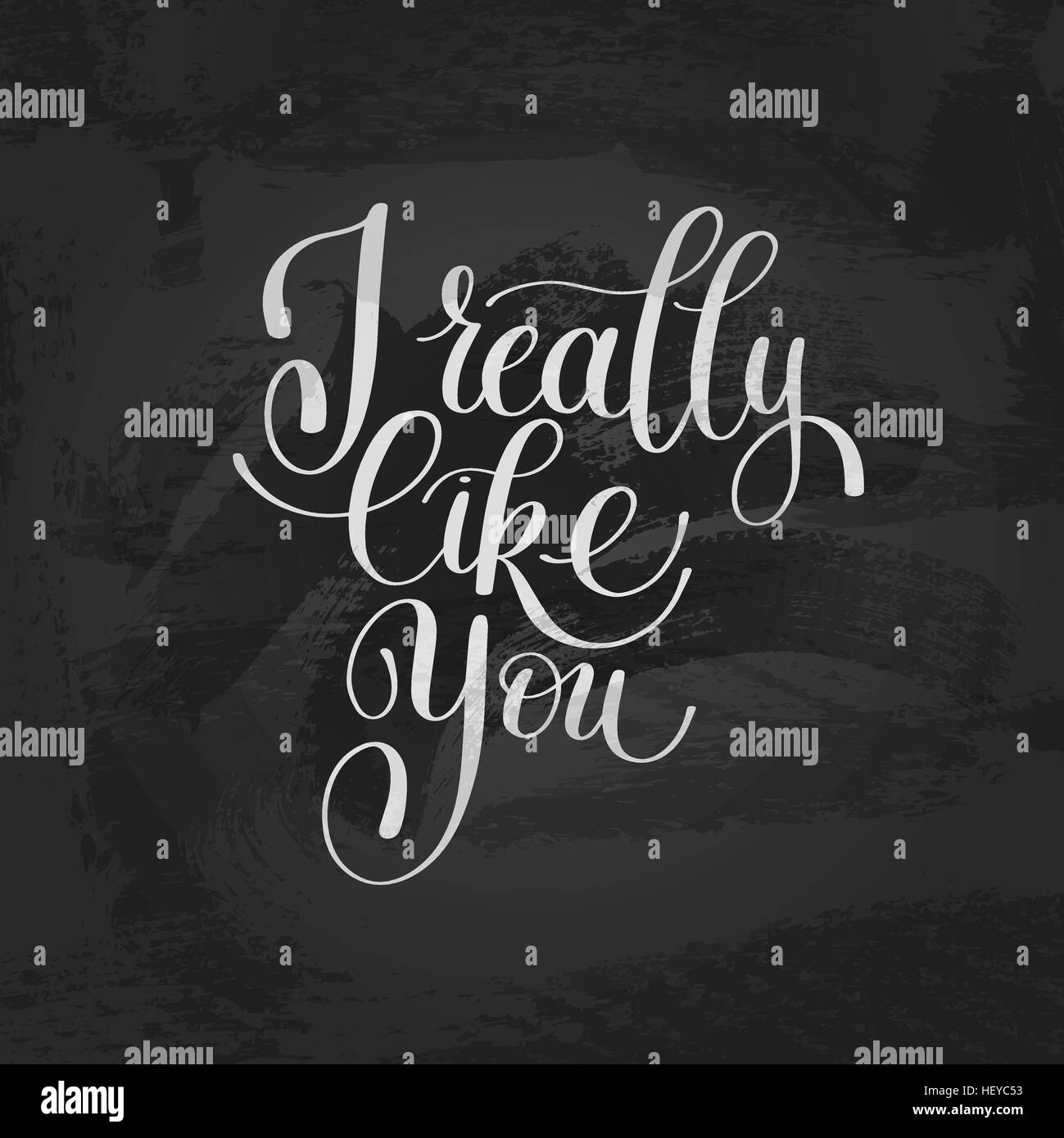 I Really Like You. Love Letter, Message Text English Handwriting Stock Vector