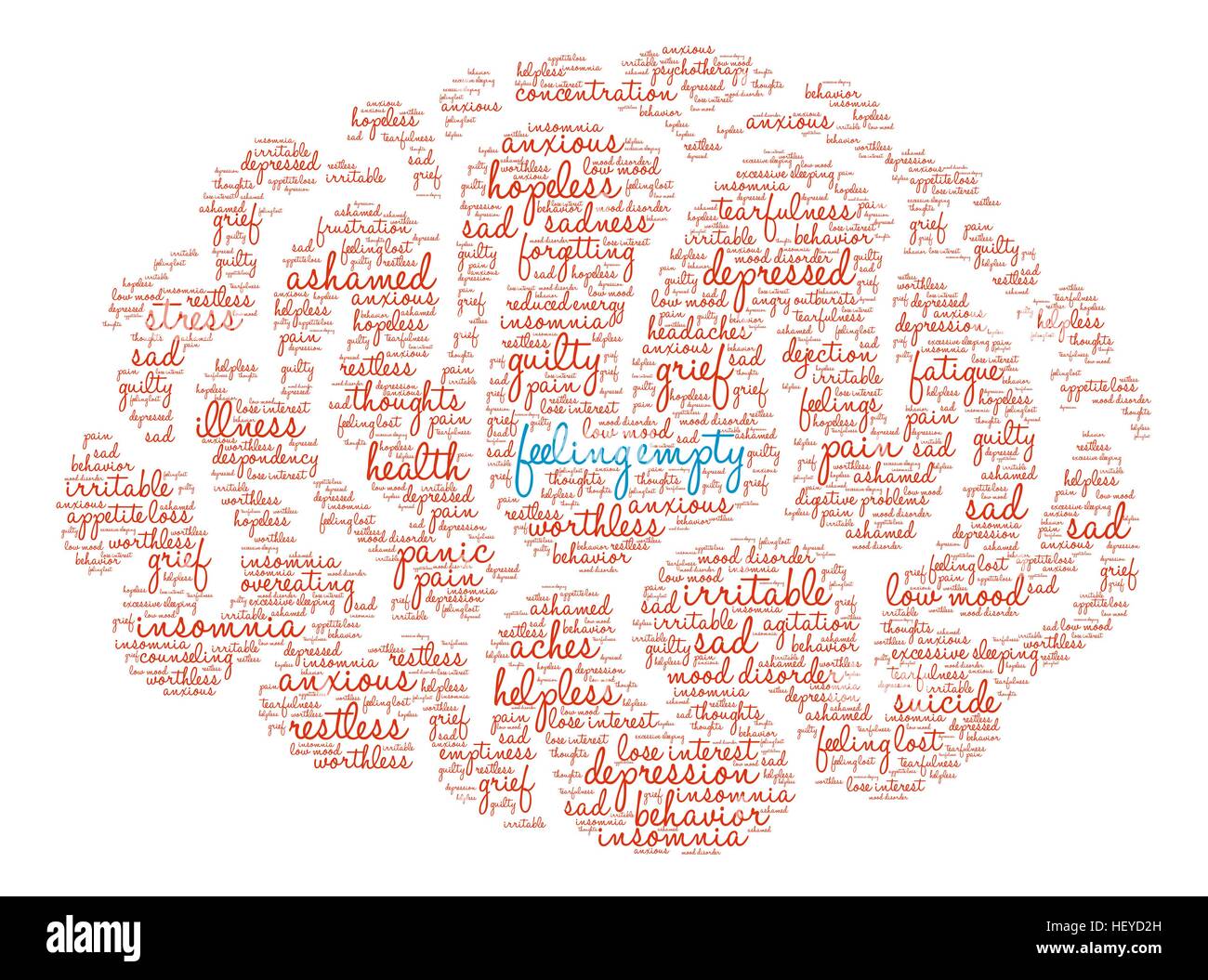 Feeling Empty Brain word cloud on a white background Stock Vector Image ...