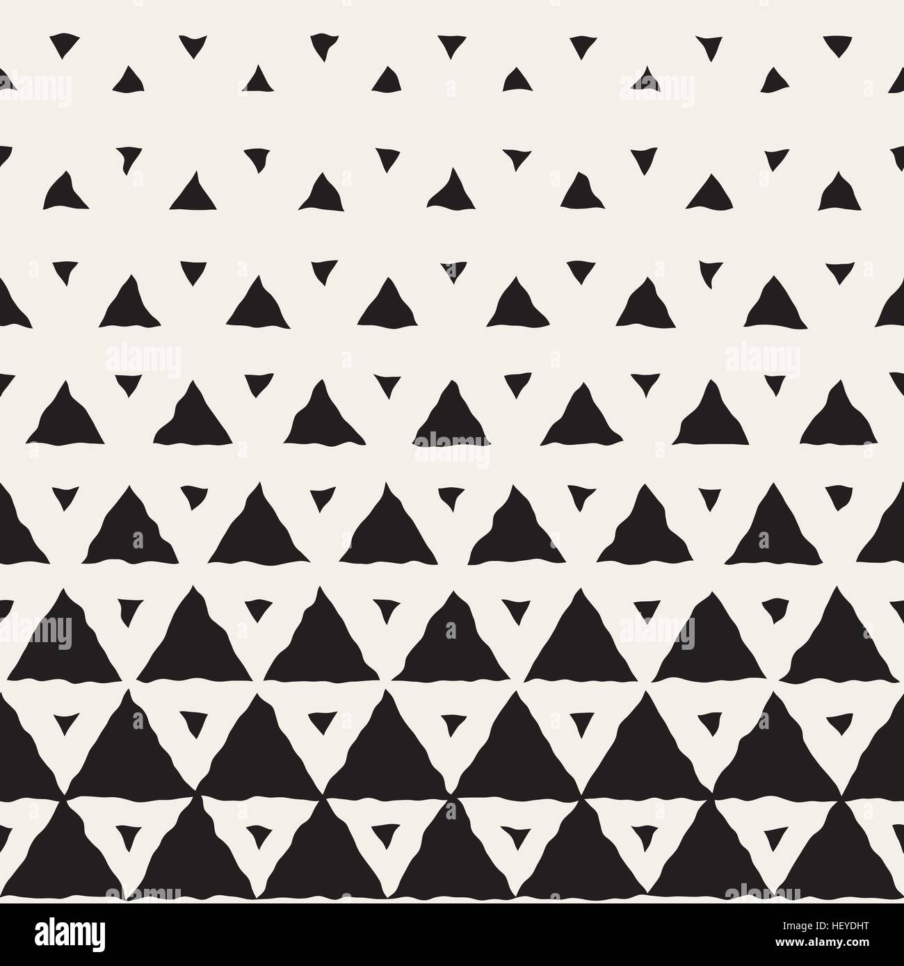 Vector Seamless Black And White Hand Drawn Triangle Halftone Pattern ...