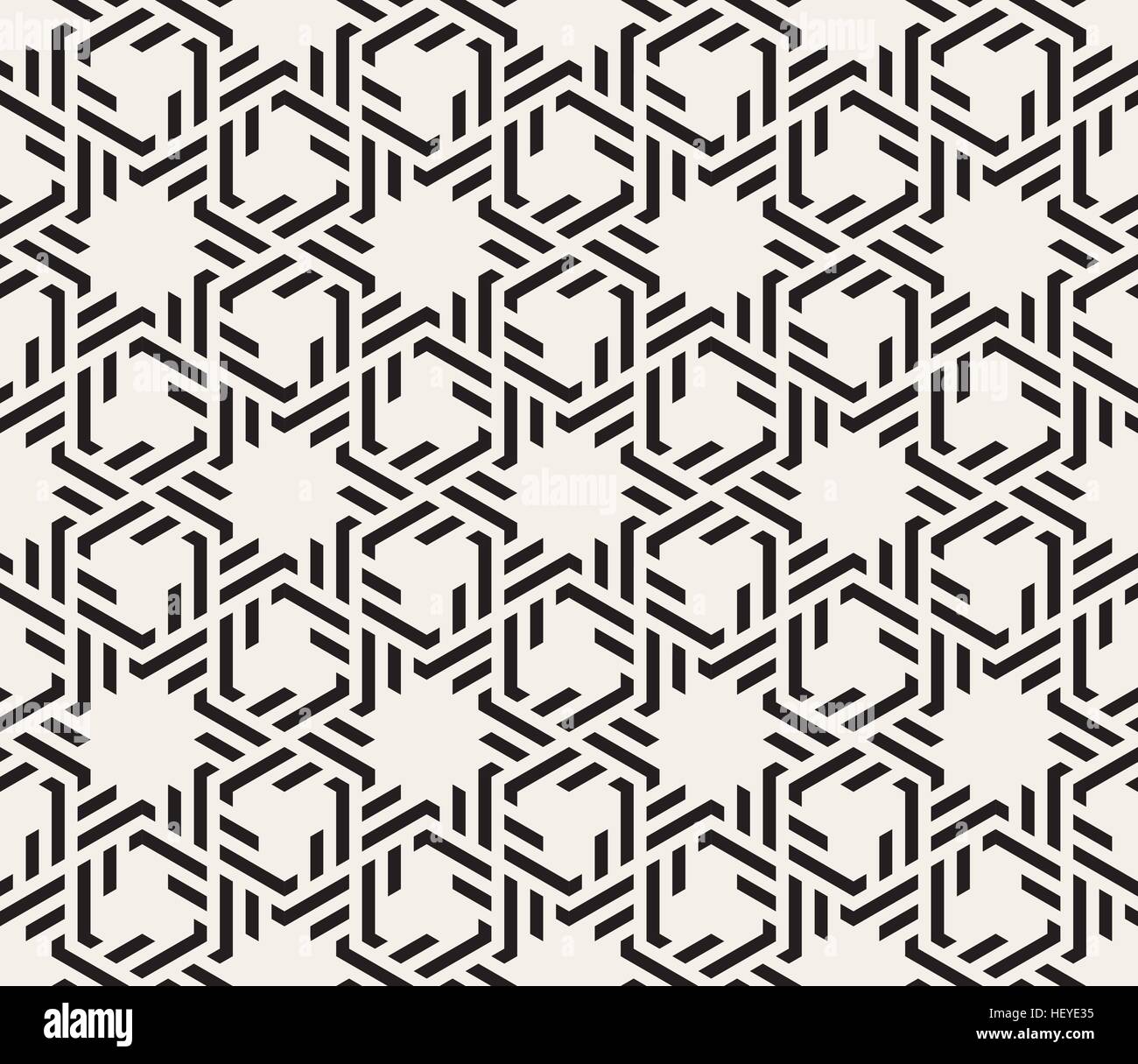 Vector Seamless Black And White Interlacing Lines Geometric Islamic Pattern Background Stock Vector