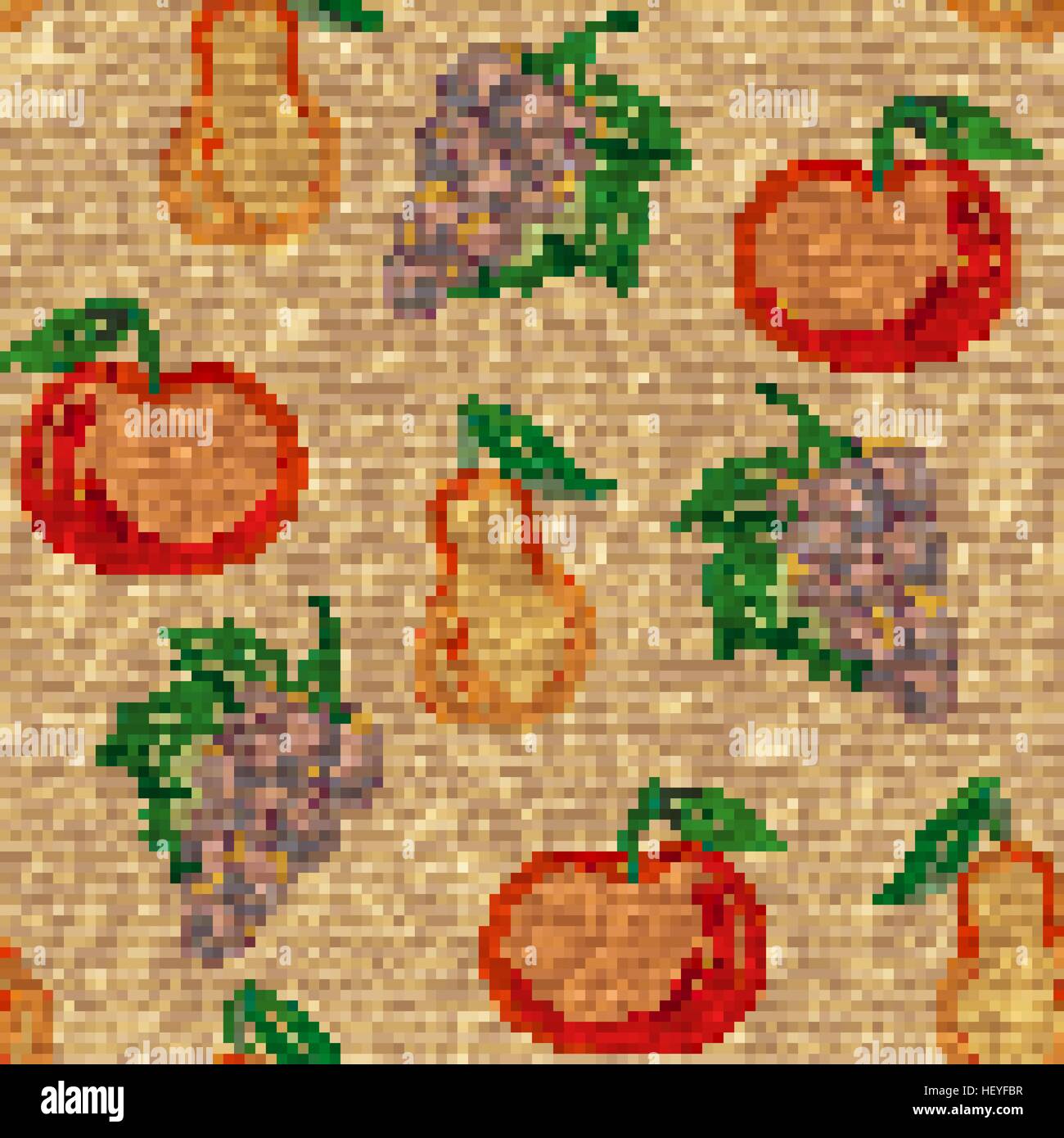 seamless pattern with fruits in hand drawn style - vector illustration ...