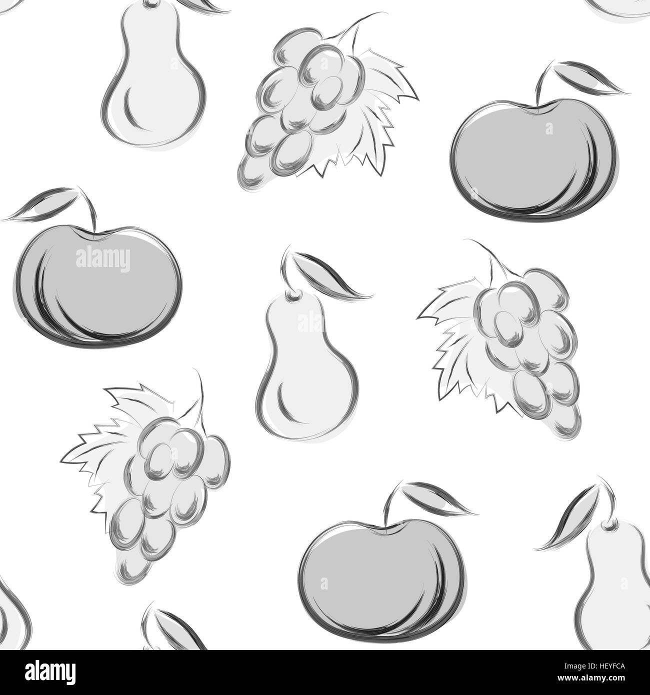 seamless pattern with fruits in hand drawn style - vector illustration ...