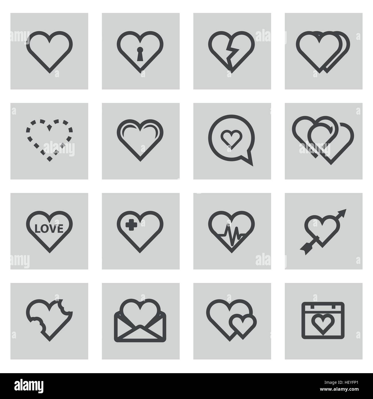 Vector line heart icons set on grey background Stock Vector Image & Art ...