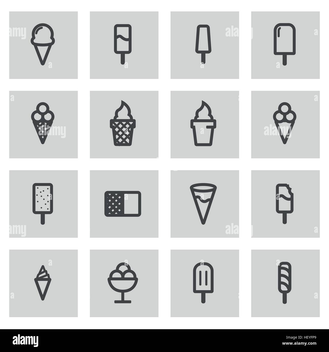 Vector line ice cream icons set on grey background Stock Vector Image ...