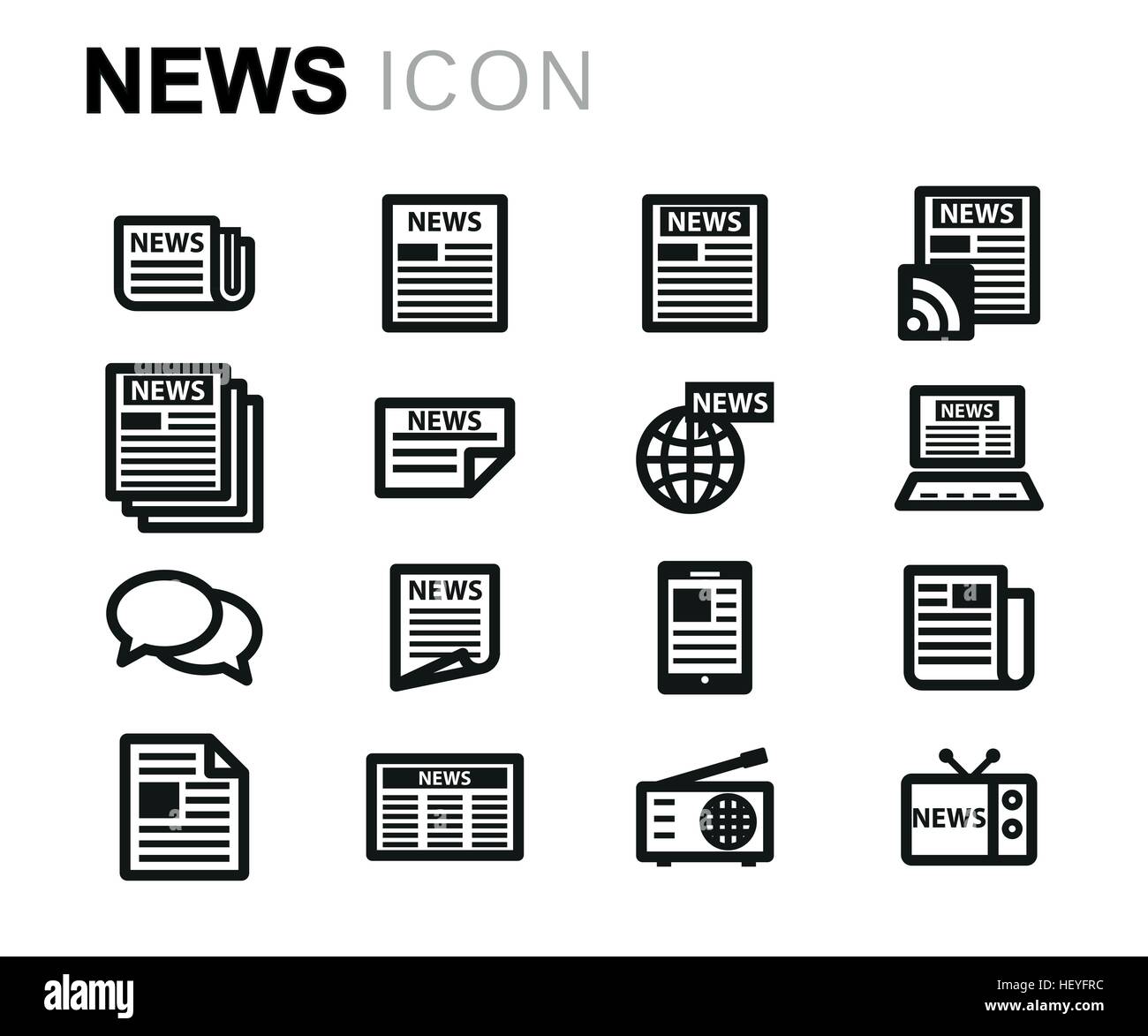 Vector line news icons set on white background Stock Vector Image & Art
