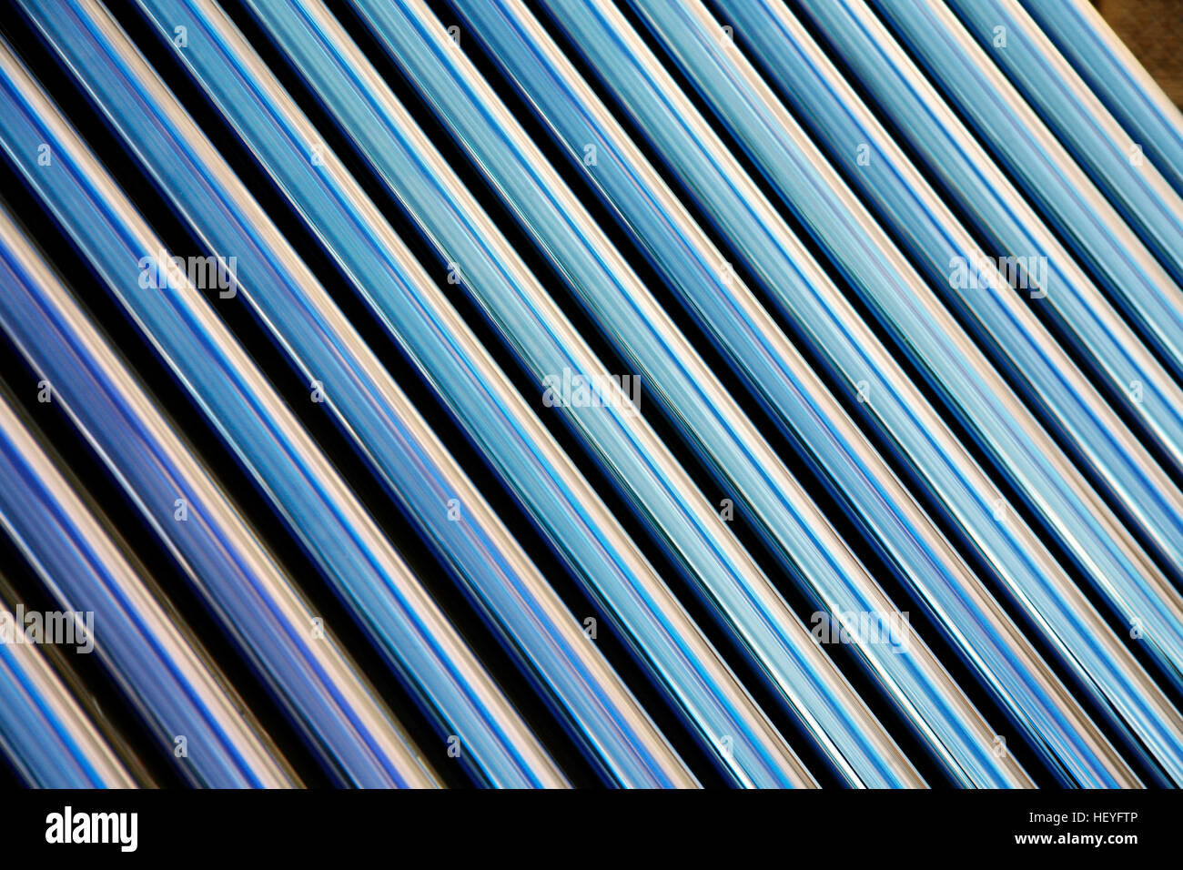 Tubes of a solar heating system. Elements of solar heating system Stock Photo