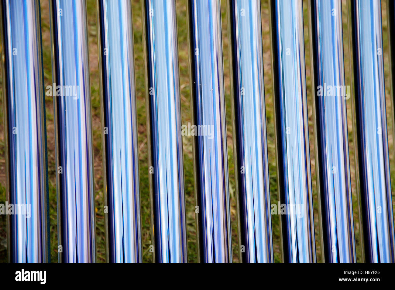 Tubes of a solar heating system. Elements of solar heating system Stock Photo