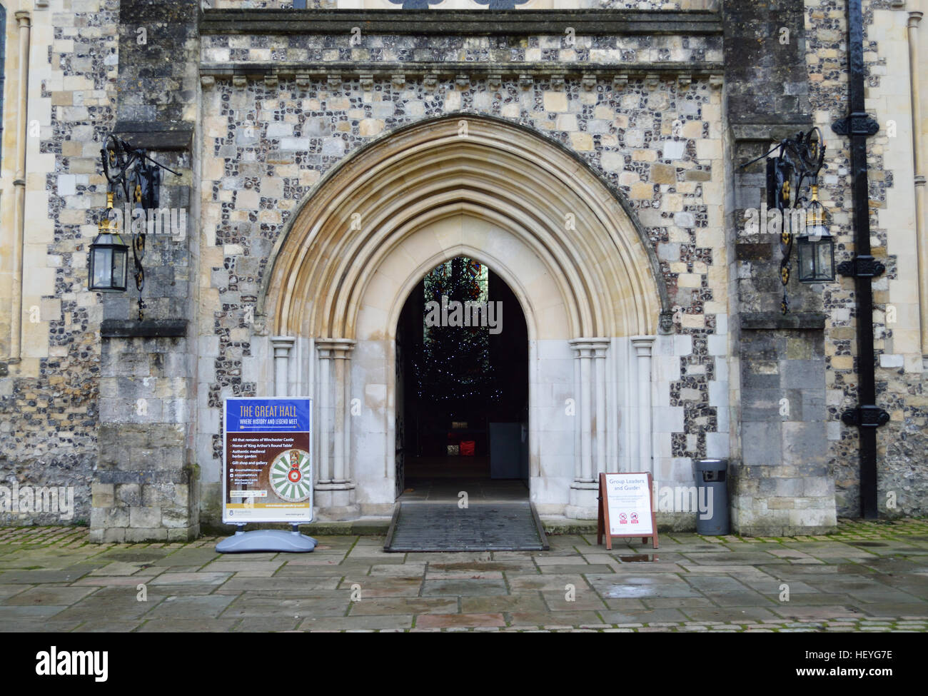 Entrance to The Great Hall at Winchester Castle, England, UK Stock Photo