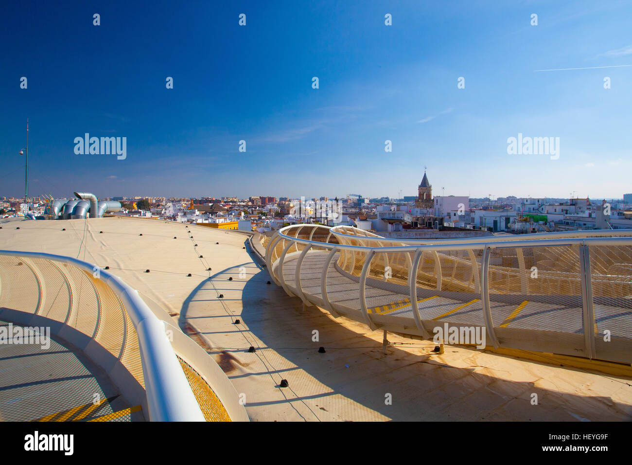 Seville, Spain - November 19,2016: View from Metropol Parasol is the modern architecture on Plaza de la Encarnacion Stock Photo