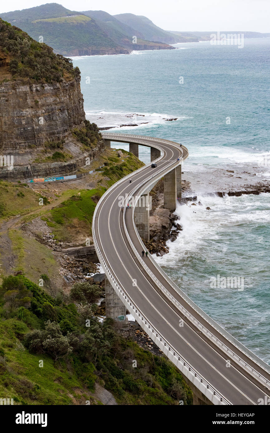 Clifton, Australia - 18th December 2016:  The Sea Cliff Bridge is a balanced cantilever bridge located in the northern Illawarra region of New South Wales. The bridge valued at $52 million links the coastal suburbs of Coalcliff and Clifton together. Stock Photo