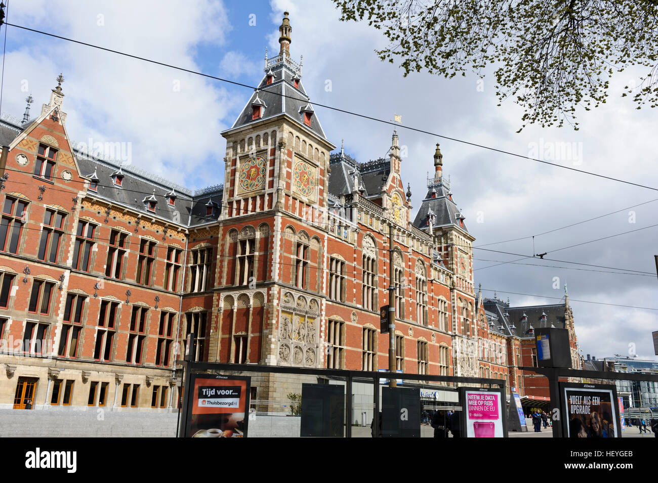 Amsterdam Central Station building in the heart of Amsterdam, Holland ...