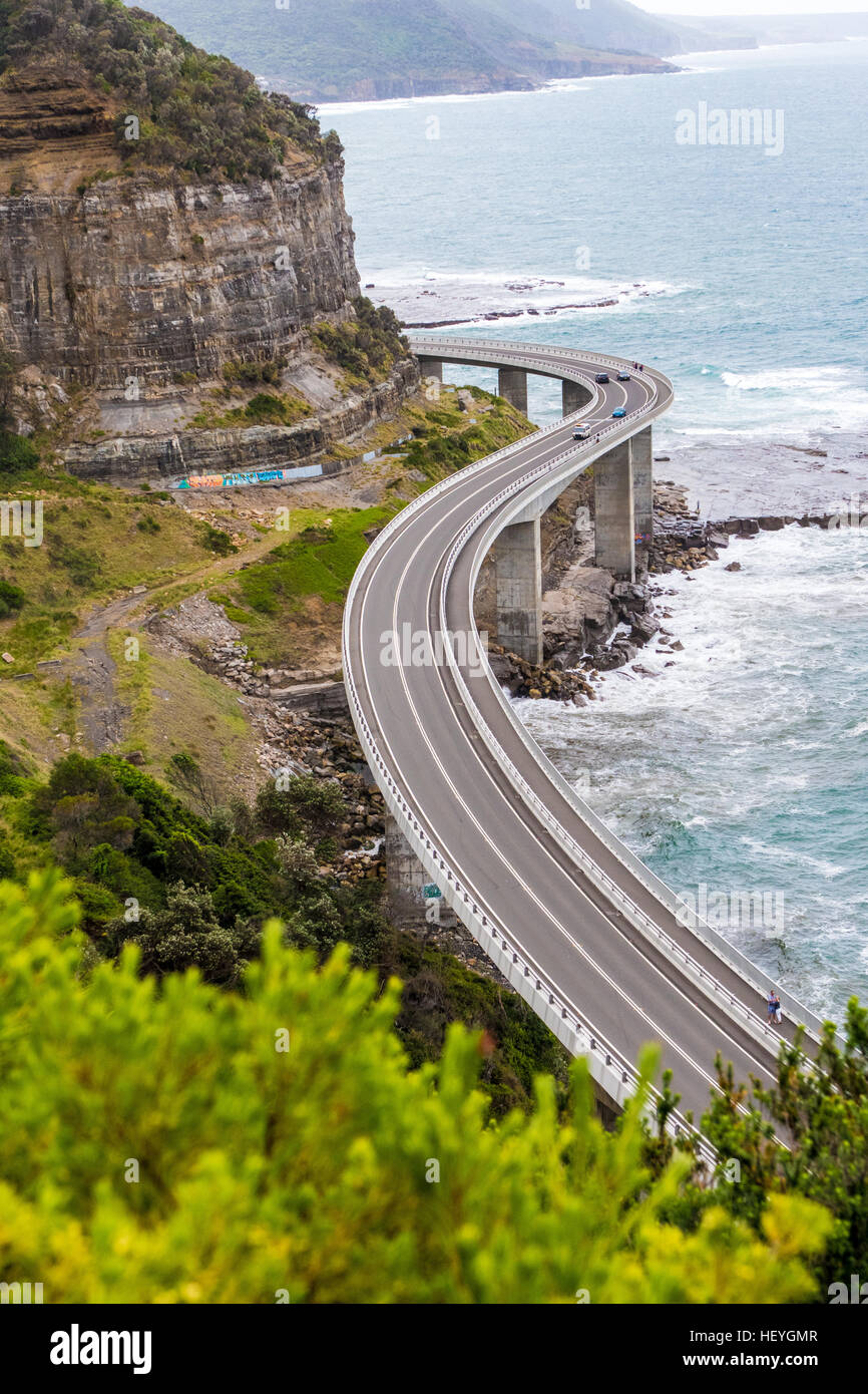 Clifton, Australia - 18th December 2016:  The Sea Cliff Bridge is a balanced cantilever bridge located in the northern Illawarra region of New South Wales. The bridge valued at $52 million links the coastal suburbs of Coalcliff and Clifton together. Stock Photo