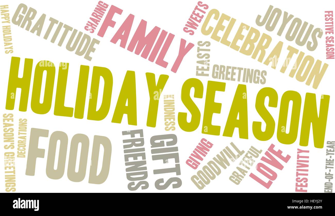 Holiday Season word cloud on a white background Stock Vector Image