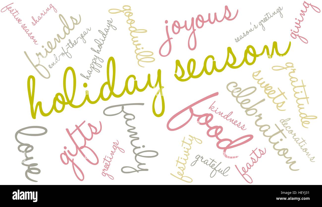 Holiday Season word cloud on a white background Stock Vector Image