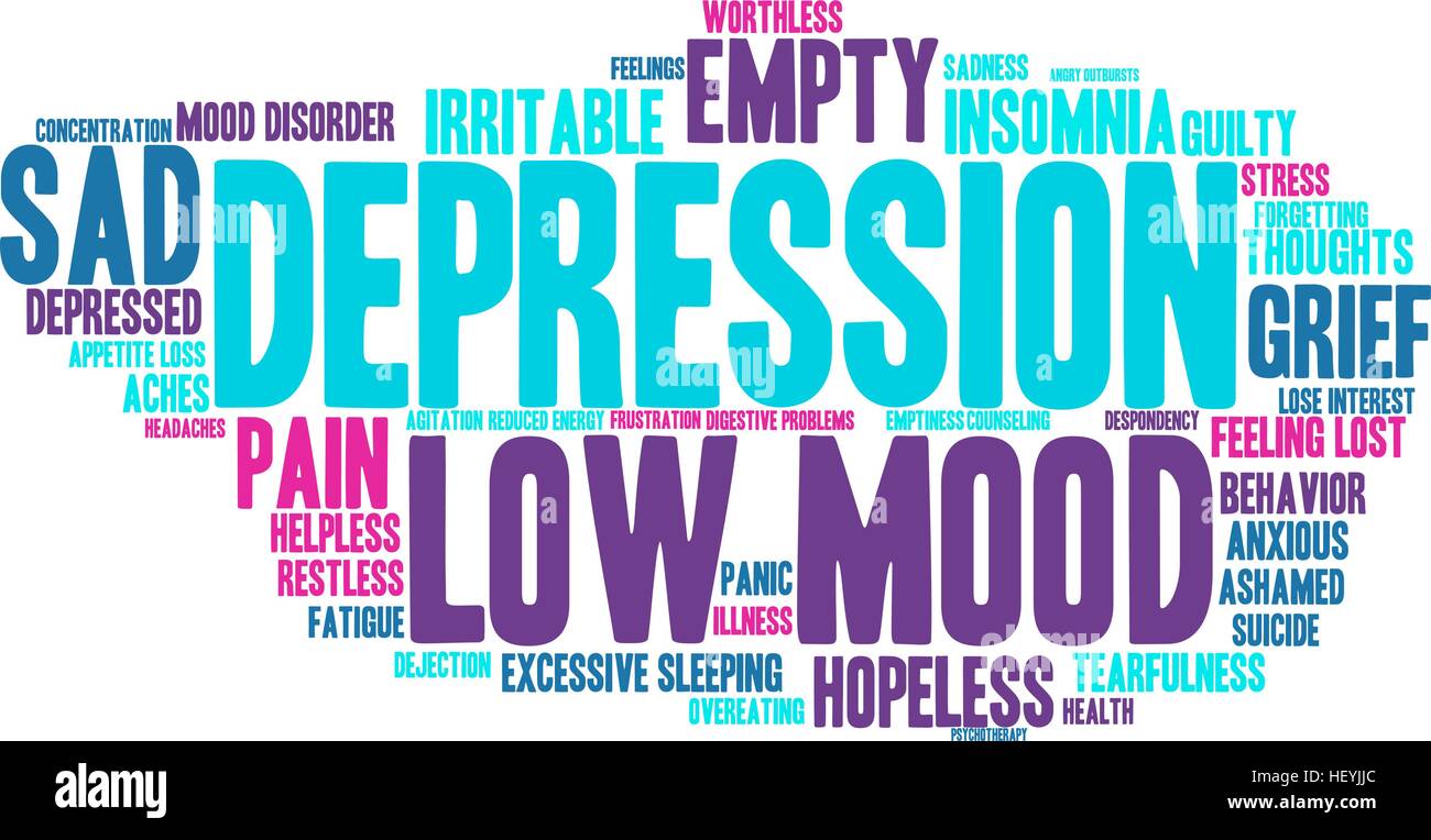 Depression word cloud on a white background. Stock Vector