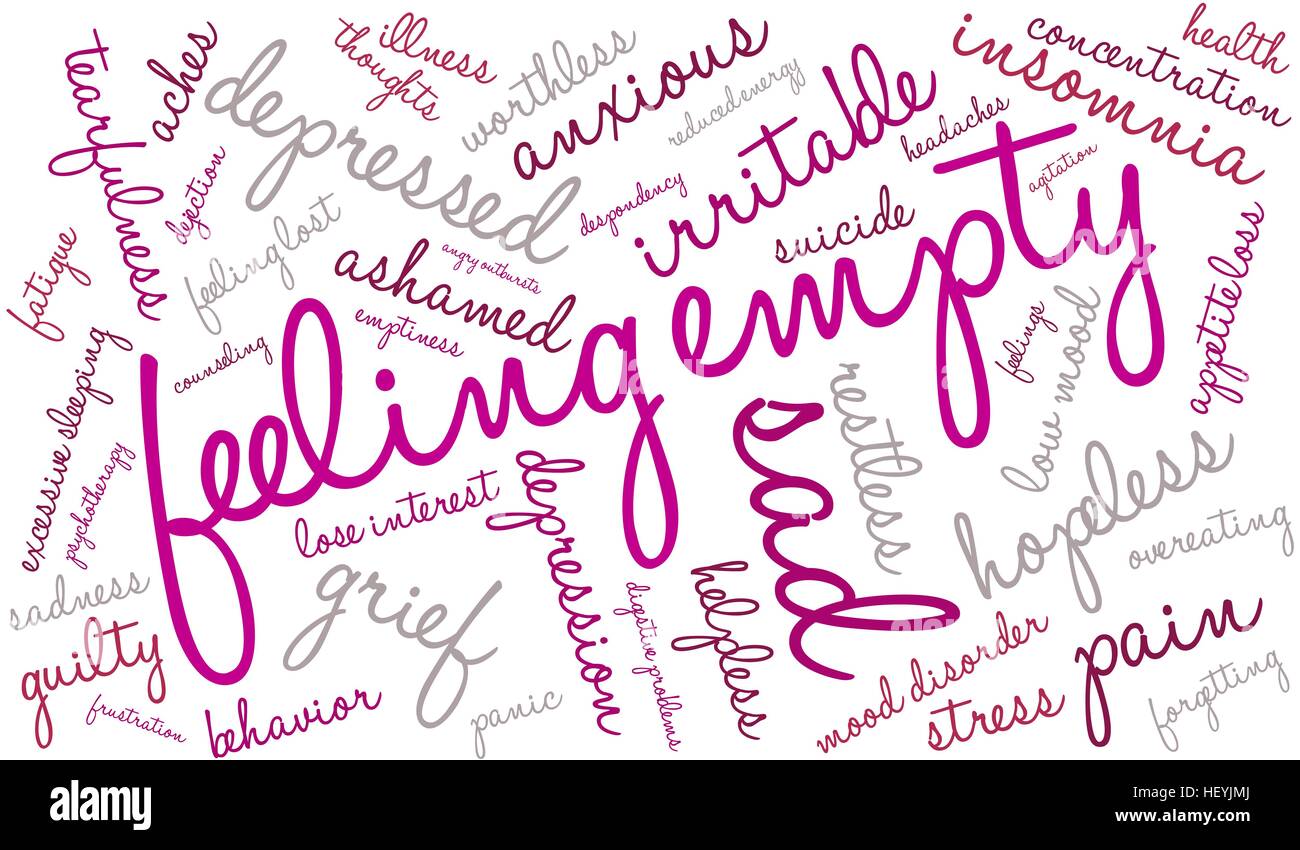 Feeling Empty word cloud on a white background Stock Vector Image & Art