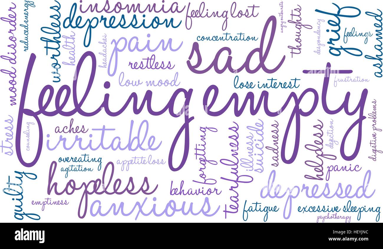 Feeling Empty word cloud on a white background Stock Vector Image & Art