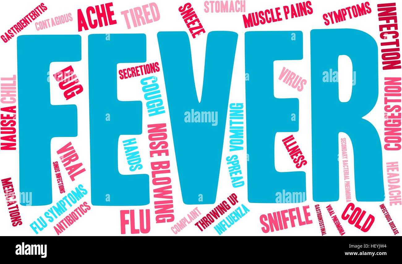 Fever word cloud on a white background. Stock Vector