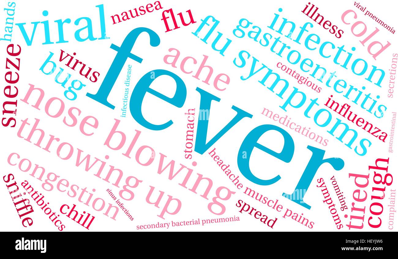 Fever word cloud on a white background. Stock Vector