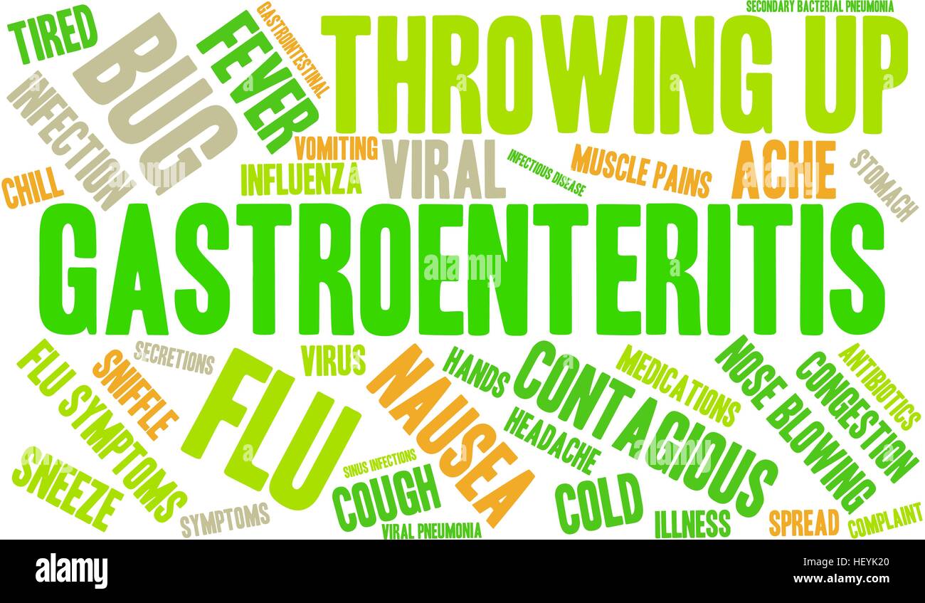 Gastroenteritis word cloud on a white background. Stock Vector