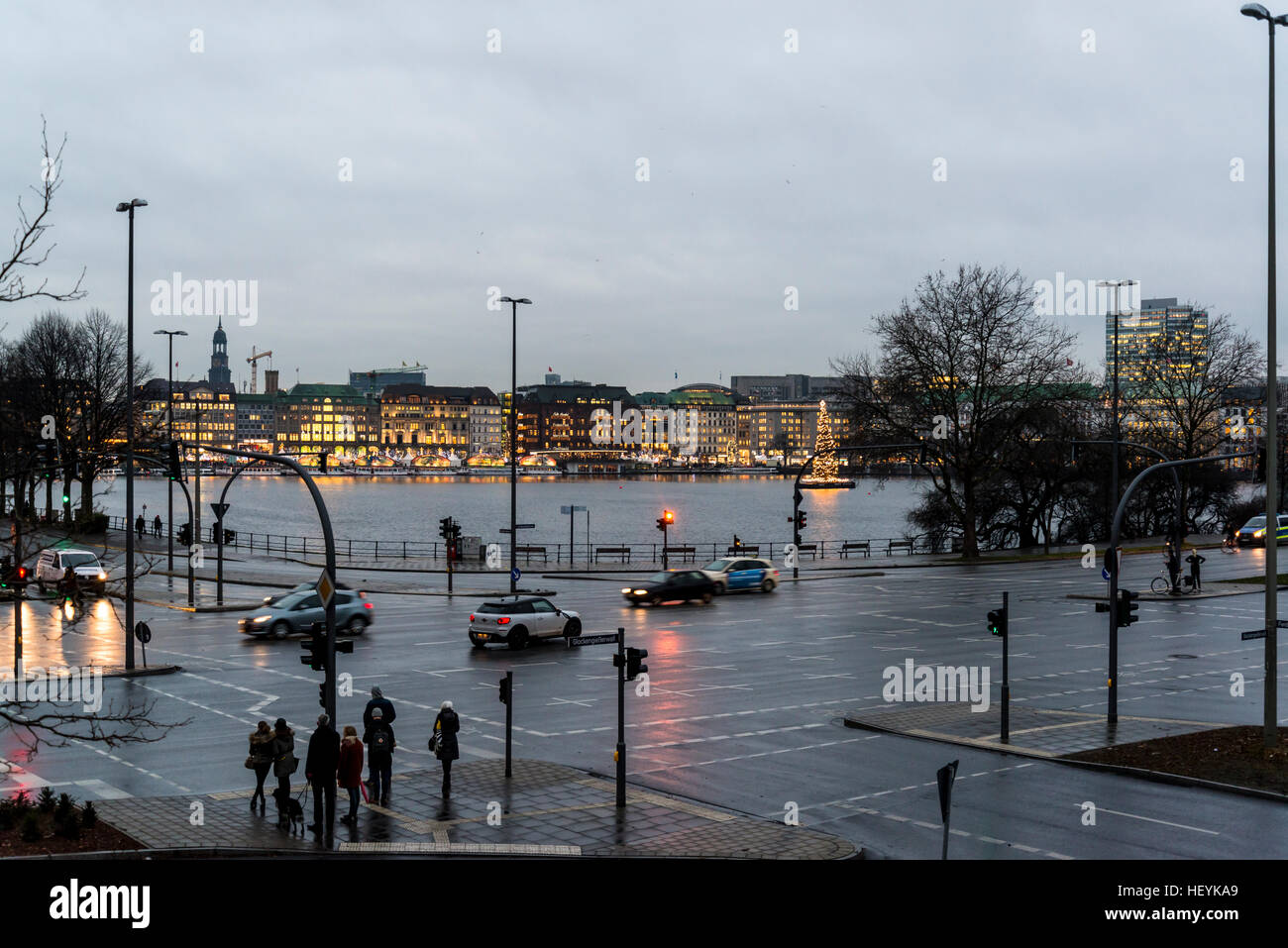 Binnenalster or Inner Alster Lake, an artificial lake in central Hamburg, Germany Stock Photo