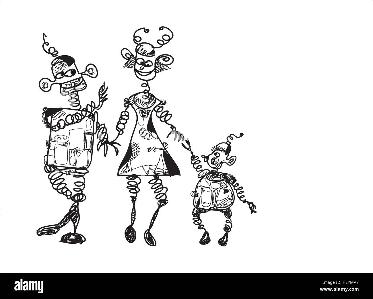 Family Of Robots Stock Vector Image & Art - Alamy
