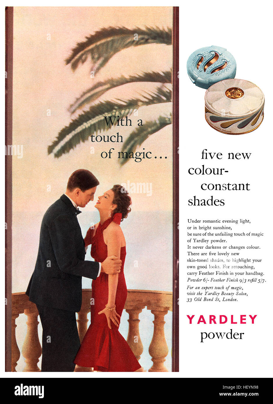 1957 British advertisement for Yardley Powder Stock Photo