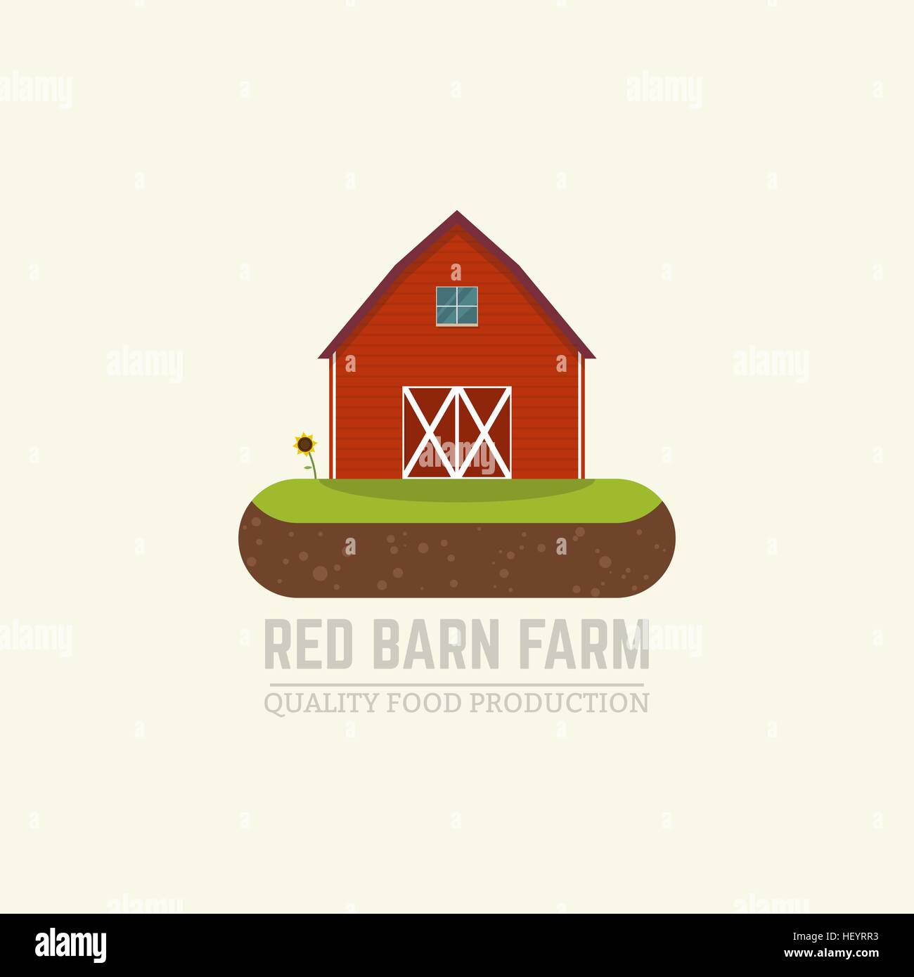 Flat vector illustration farm fresh concept with red barn standing on ...