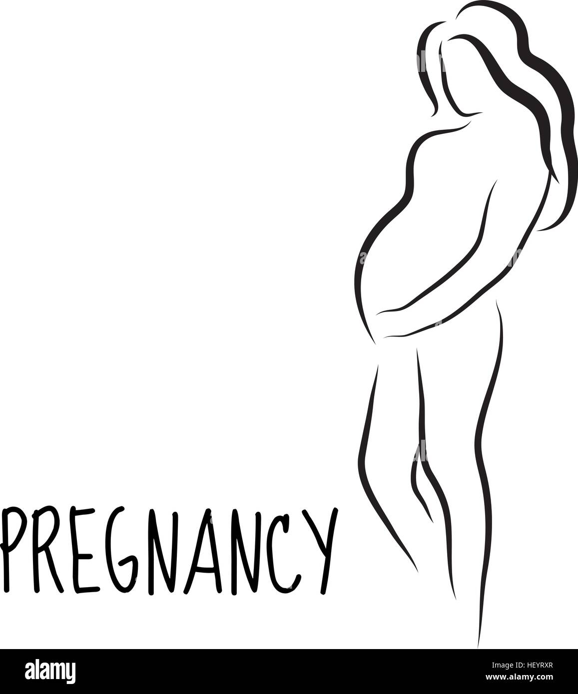 pregnant woman silhouette, isolated vector symbol Stock Vector