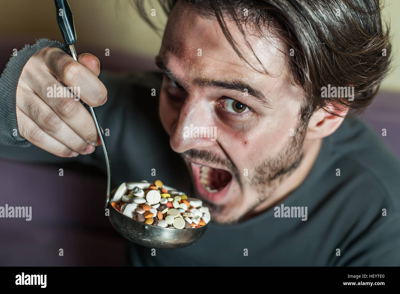 Abuse of drugs leads to overdosing Stock Photo