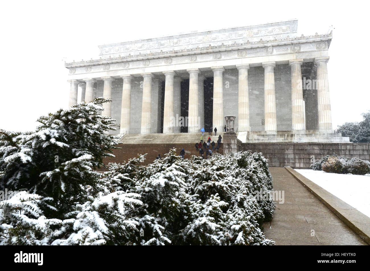 Lincoln Memorial under snow,Washington DC. Stock Photo