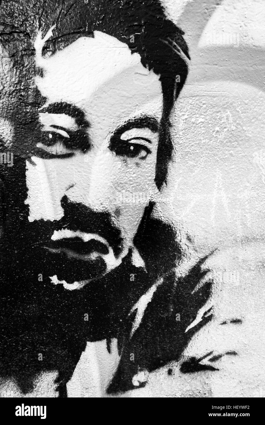 stencil graffito showing french composer and singer serge gainsbourg Stock Photo
