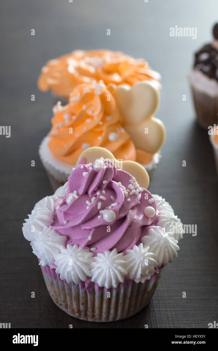 Valentine cupcakes in close up. Stock Photo