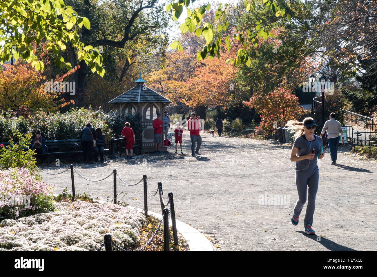 The Bridle Path in Central Park is accessible through Engineers' Gate, New York City, USA Stock
