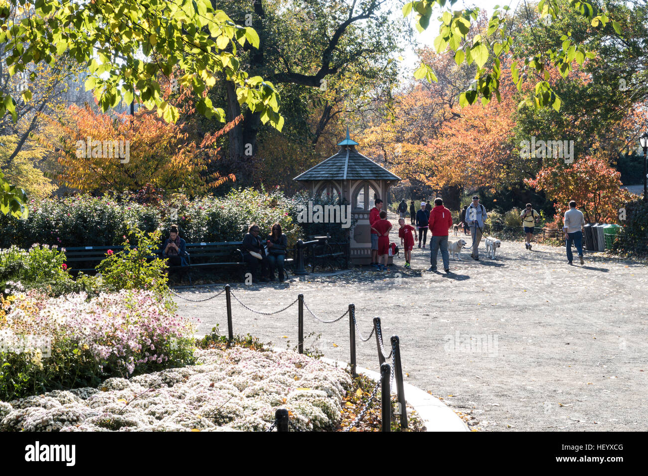 The Bridle Path in Central Park is accessible through Engineers' Gate, New York City, USA Stock